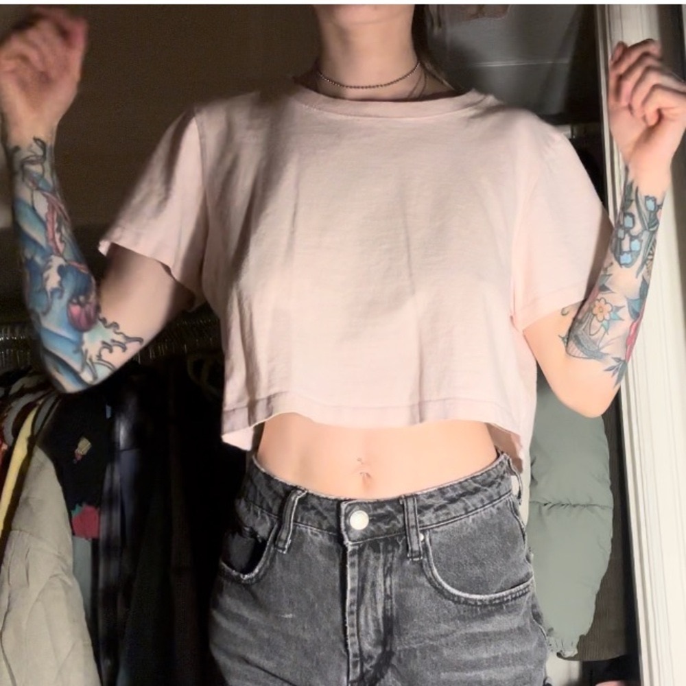 UO pink crop shirt